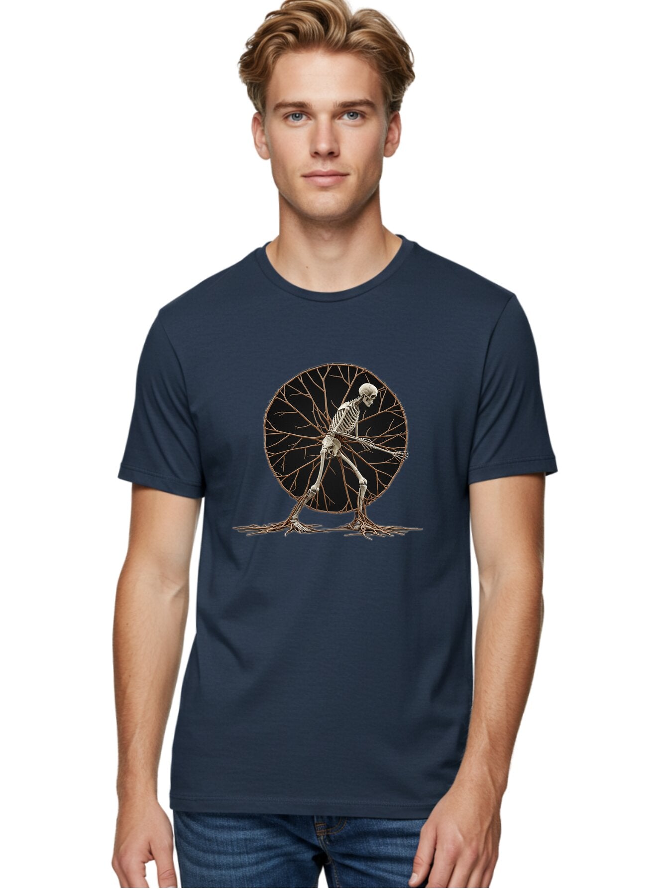 Skeleton-Tree-Man Men'S Graphic Tee, 100% Cotton, Comfortable Casual Summer Wear, Machine Washable, Vintage Camera, Old Camera, Antique Camera, Black Camera, Classic Photography, Photography Equipment, Nostalgic Device, Film Camera, Camera Art Bar498 25