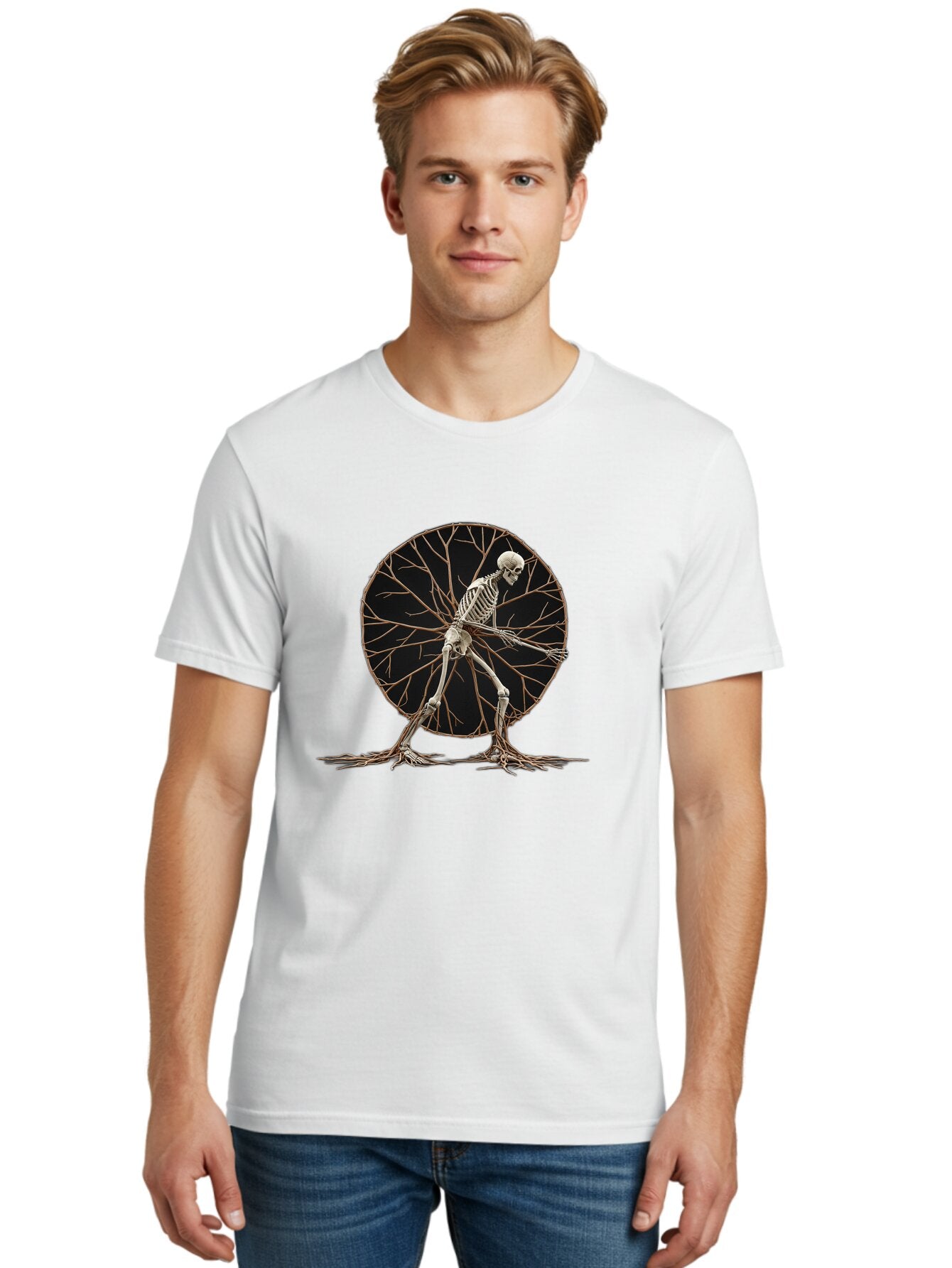 Skeleton-Tree-Man Men'S Graphic Tee, 100% Cotton, Comfortable Casual Summer Wear, Machine Washable, Vintage Camera, Old Camera, Antique Camera, Black Camera, Classic Photography, Photography Equipment, Nostalgic Device, Film Camera, Camera Art Bar498 30