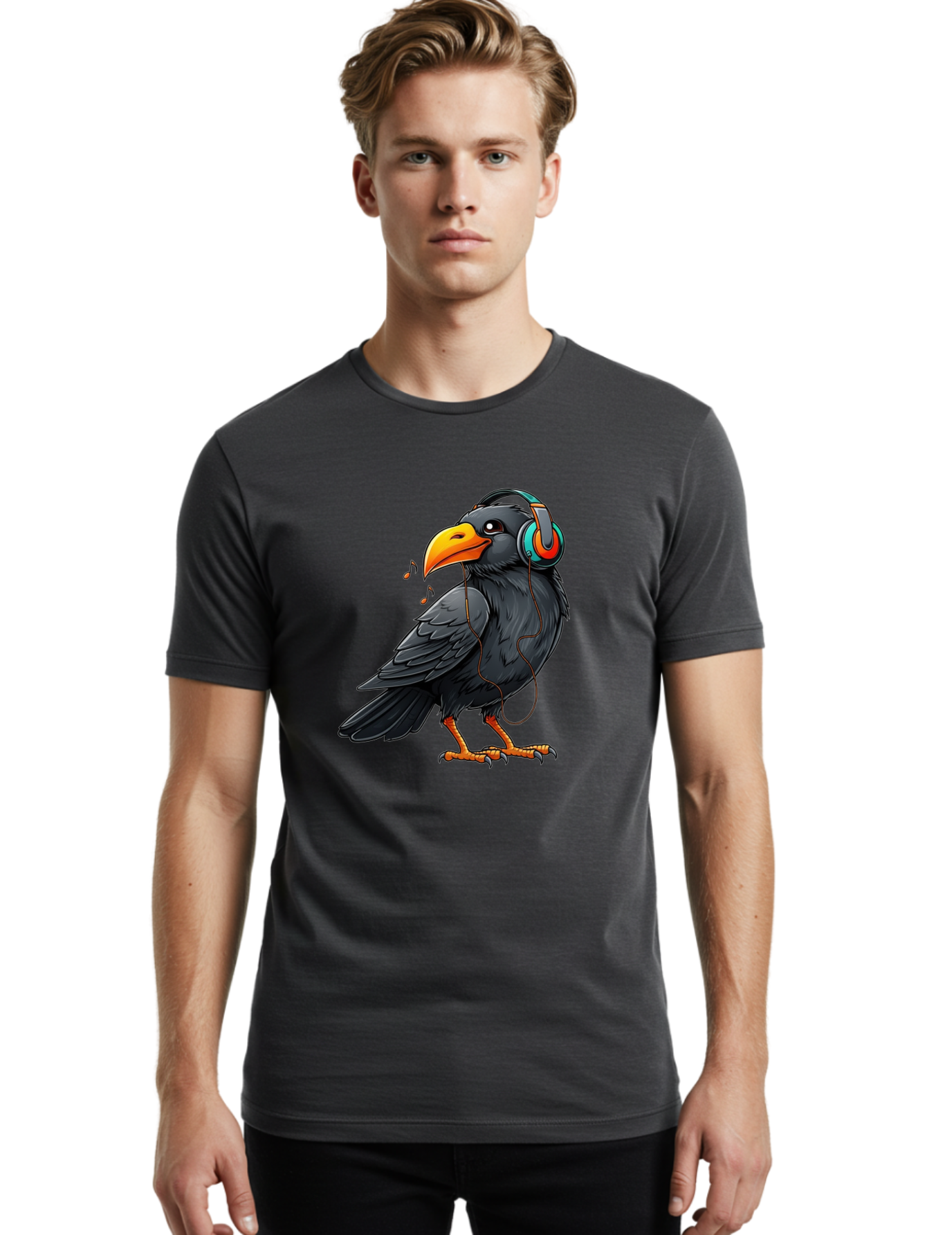 Crow-With-Headphones-6 Men'S Graphic Tee, 100% Cotton, Comfortable Casual Summer Wear, Machine Washable, Vintage Camera, Old Camera, Antique Camera, Black Camera, Classic Photography, Photography Equipment, Nostalgic Device, Film Camera, Bay102 27