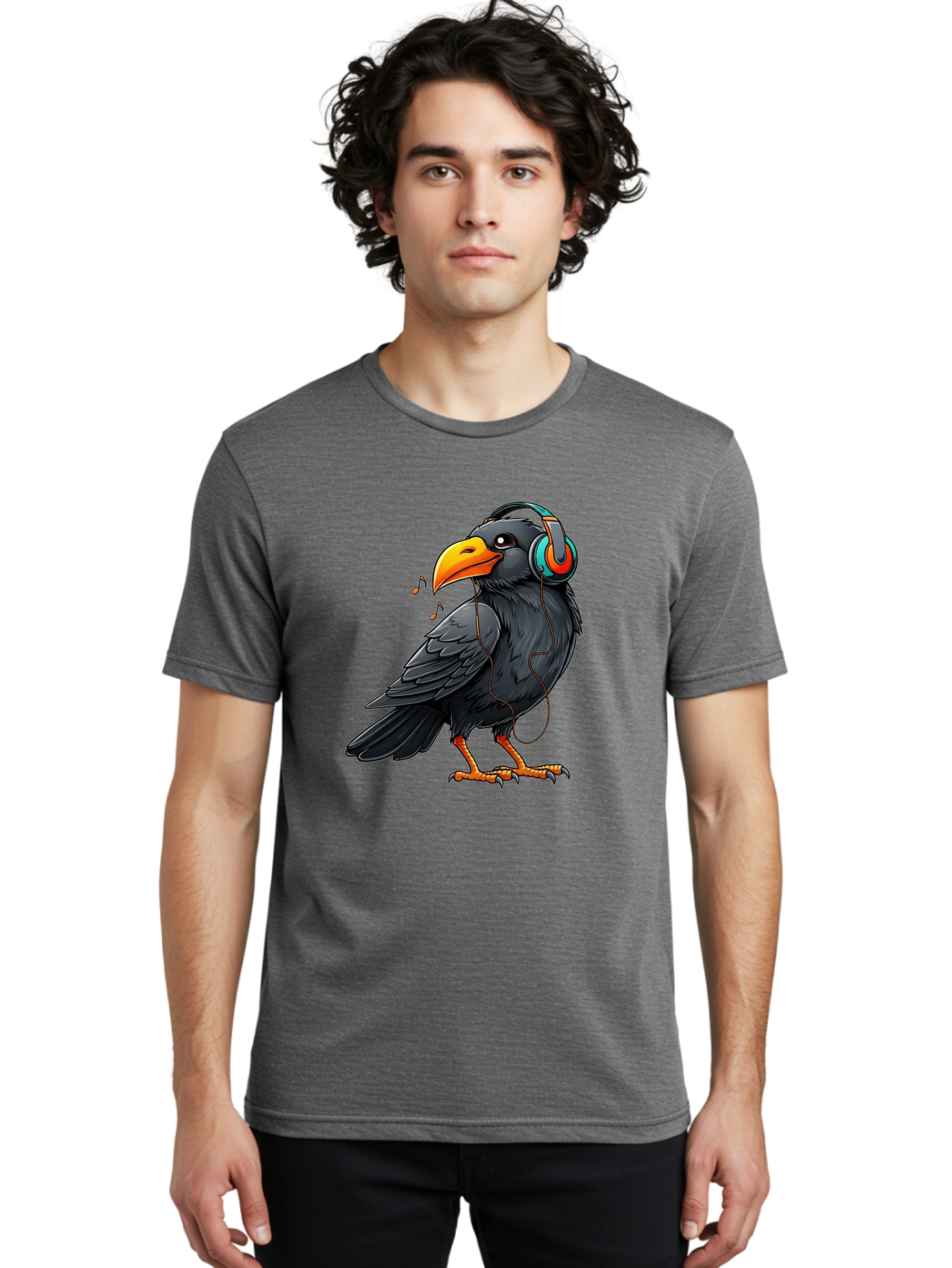 Crow-With-Headphones-6 Men'S Graphic Tee, 100% Cotton, Comfortable Casual Summer Wear, Machine Washable, Vintage Camera, Old Camera, Antique Camera, Black Camera, Classic Photography, Photography Equipment, Nostalgic Device, Film Camera, Bay102 29