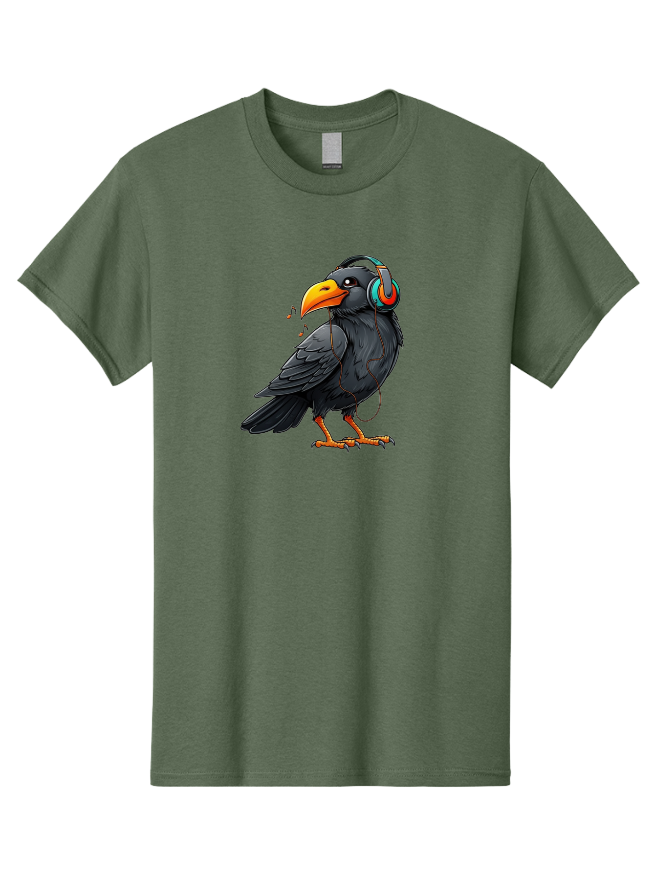 Crow-With-Headphones-6 Men'S Graphic Tee, 100% Cotton, Comfortable Casual Summer Wear, Machine Washable, Vintage Camera, Old Camera, Antique Camera, Black Camera, Classic Photography, Photography Equipment, Nostalgic Device, Film Camera, Bay102 6