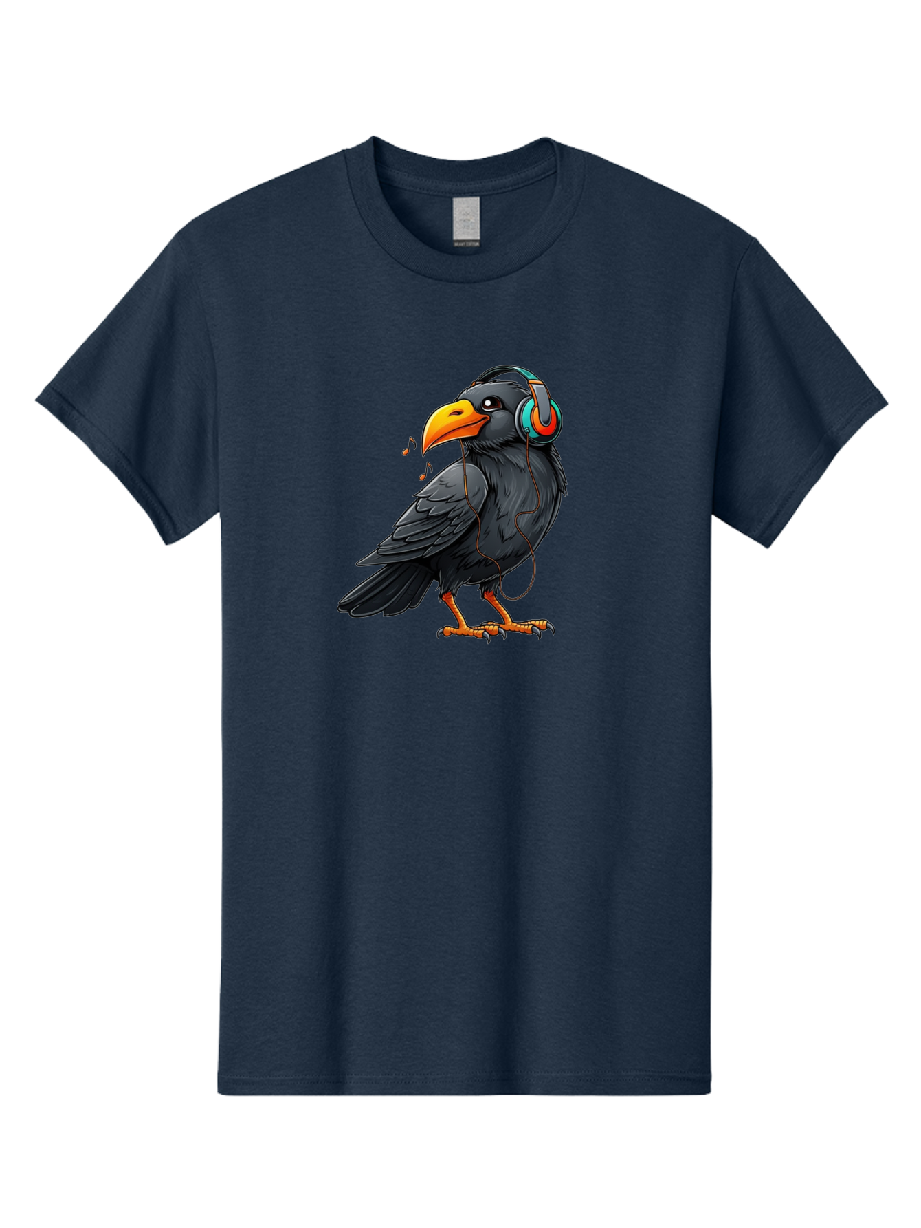 Crow-With-Headphones-6 Men'S Graphic Tee, 100% Cotton, Comfortable Casual Summer Wear, Machine Washable, Vintage Camera, Old Camera, Antique Camera, Black Camera, Classic Photography, Photography Equipment, Nostalgic Device, Film Camera, Bay102 3