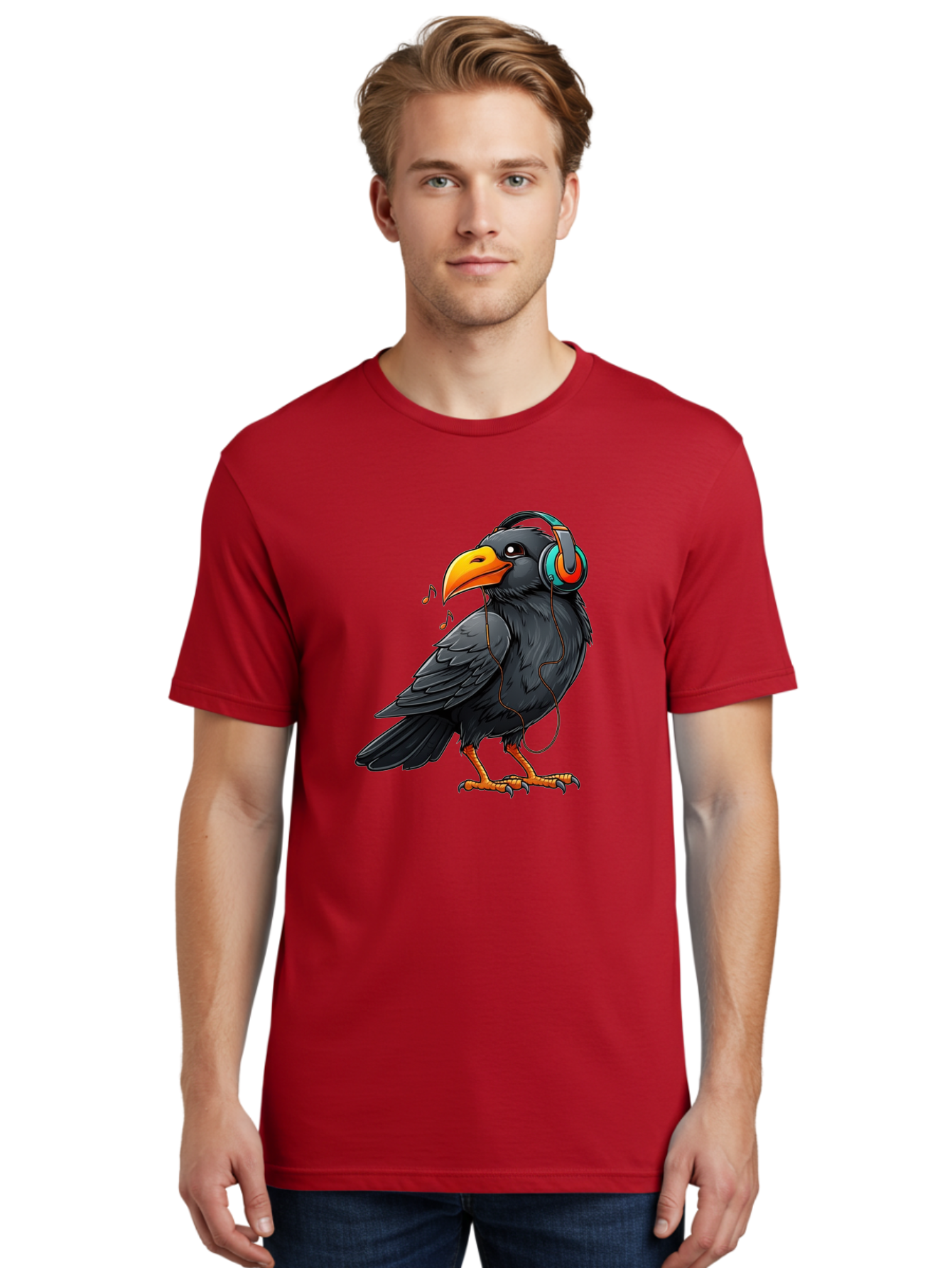 Crow-With-Headphones-6 Men'S Graphic Tee, 100% Cotton, Comfortable Casual Summer Wear, Machine Washable, Vintage Camera, Old Camera, Antique Camera, Black Camera, Classic Photography, Photography Equipment, Nostalgic Device, Film Camera, Bay102 17