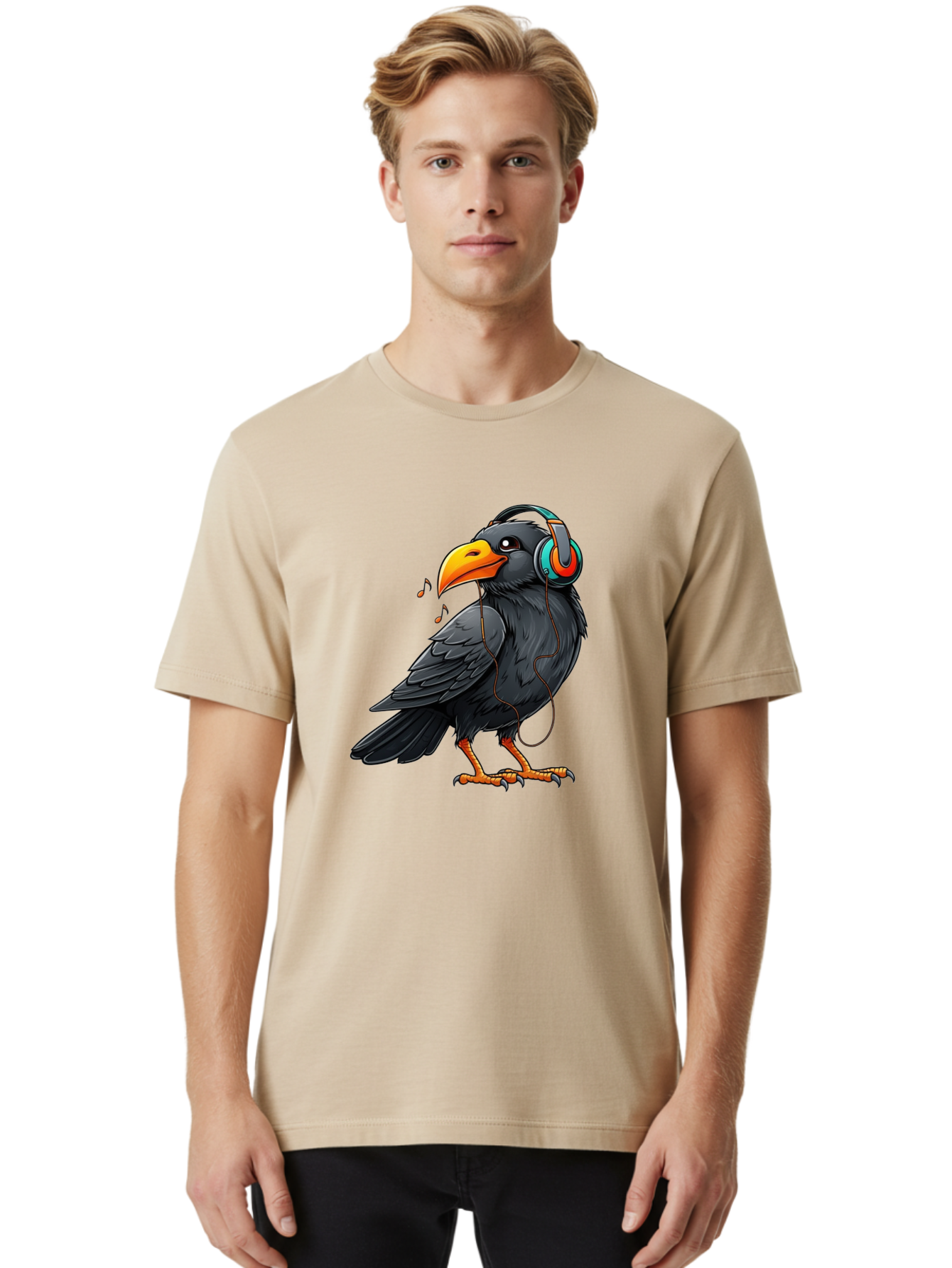 Crow-With-Headphones-6 Men'S Graphic Tee, 100% Cotton, Comfortable Casual Summer Wear, Machine Washable, Vintage Camera, Old Camera, Antique Camera, Black Camera, Classic Photography, Photography Equipment, Nostalgic Device, Film Camera, Bay102 25
