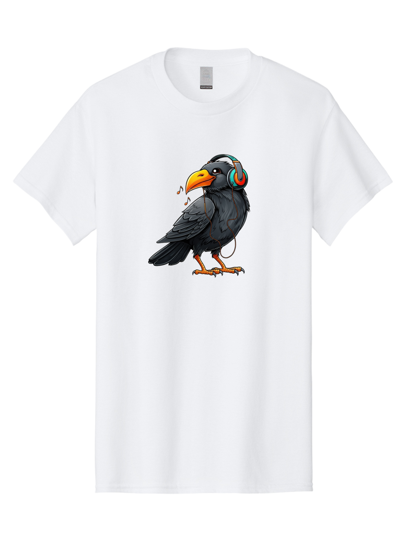 Crow-With-Headphones-6 Men'S Graphic Tee, 100% Cotton, Comfortable Casual Summer Wear, Machine Washable, Vintage Camera, Old Camera, Antique Camera, Black Camera, Classic Photography, Photography Equipment, Nostalgic Device, Film Camera, Bay102 4