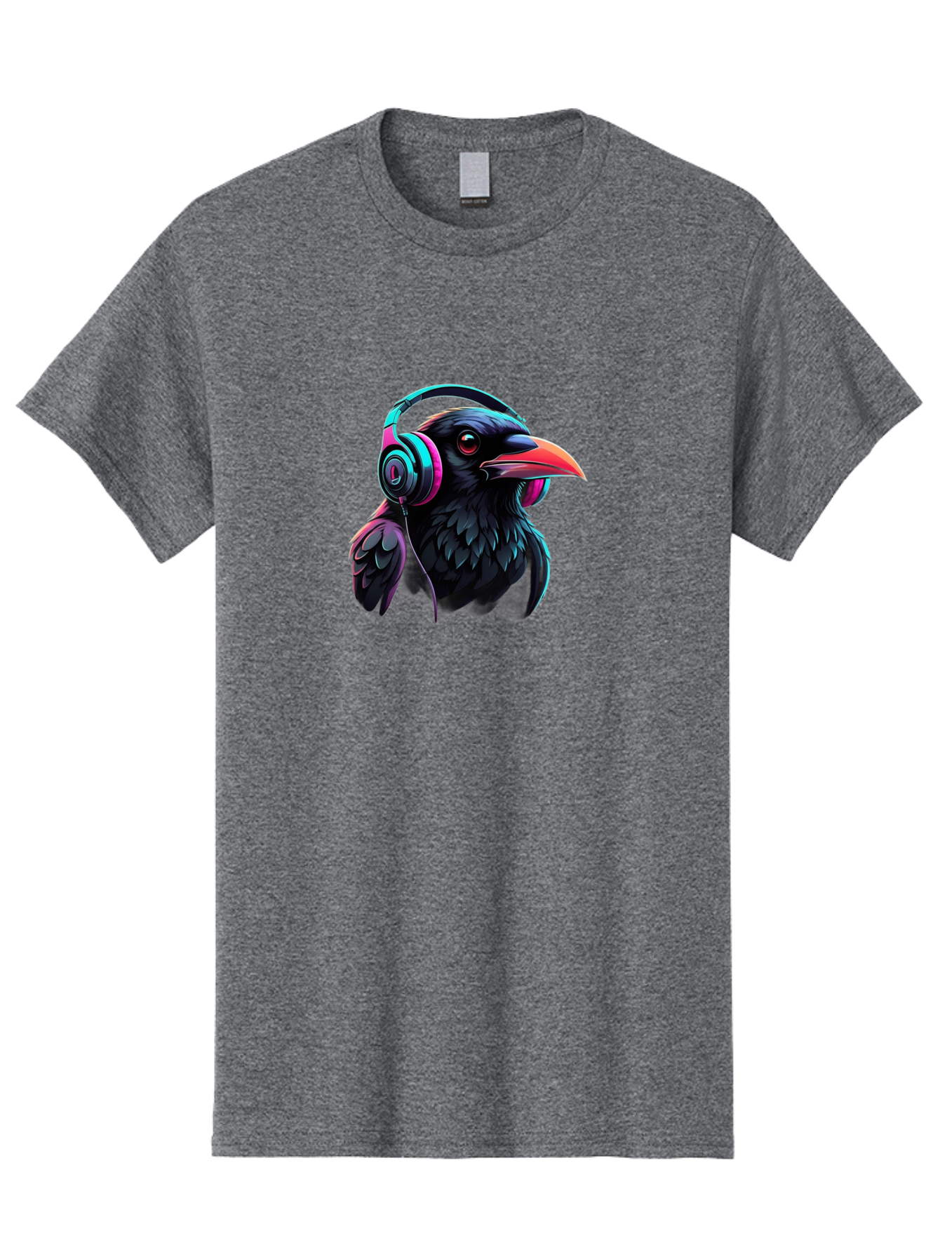 Crow-With-Headphones-7 Men'S Graphic Tee, 100% Cotton, Comfortable Casual Summer Wear, Machine Washable, Vintage Camera, Old Camera, Antique Camera, Black Camera, Classic Photography, Photography Equipment, Nostalgic Device, Film Camera, Bay103 4