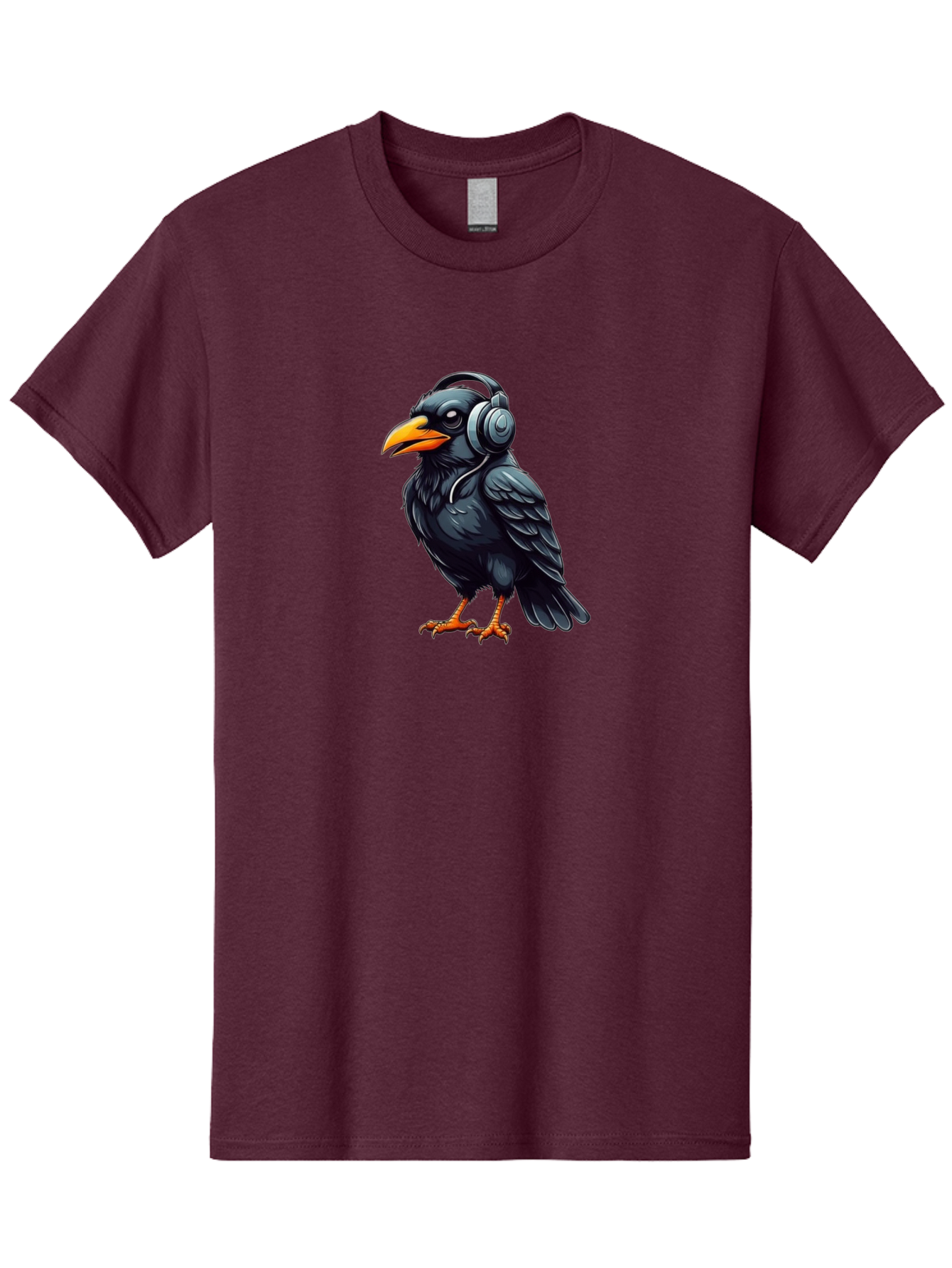 Crow-With-Headphones Men'S Graphic Tee, 100% Cotton, Comfortable Casual Summer Wear, Machine Washable, Vintage Camera, Old Camera, Antique Camera, Black Camera, Classic Photography, Photography Equipment, Nostalgic Device, Film Camera, Bay104
