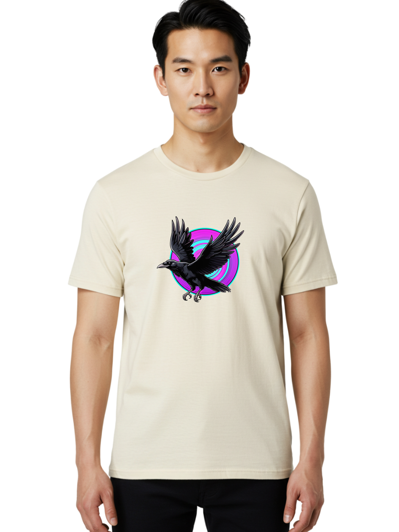 Crow-With-Spread-Wings Men'S Graphic Tee, 100% Cotton, Comfortable Casual Summer Wear, Machine Washable, Vintage Camera, Old Camera, Antique Camera, Black Camera, Classic Photography, Photography Equipment, Nostalgic Device, Film Camera, Bay105 26