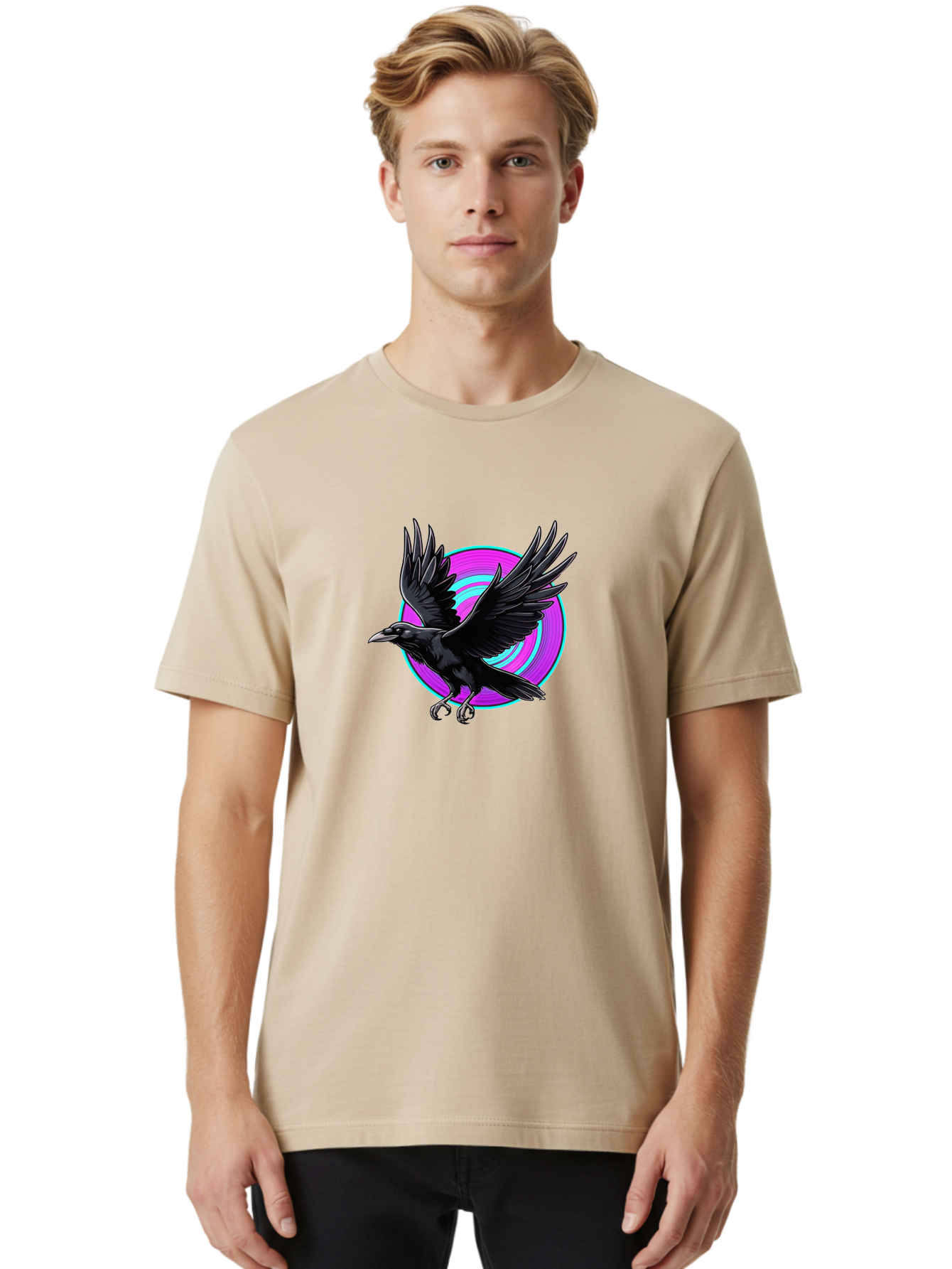 Crow-With-Spread-Wings Men'S Graphic Tee, 100% Cotton, Comfortable Casual Summer Wear, Machine Washable, Vintage Camera, Old Camera, Antique Camera, Black Camera, Classic Photography, Photography Equipment, Nostalgic Device, Film Camera, Bay105 16