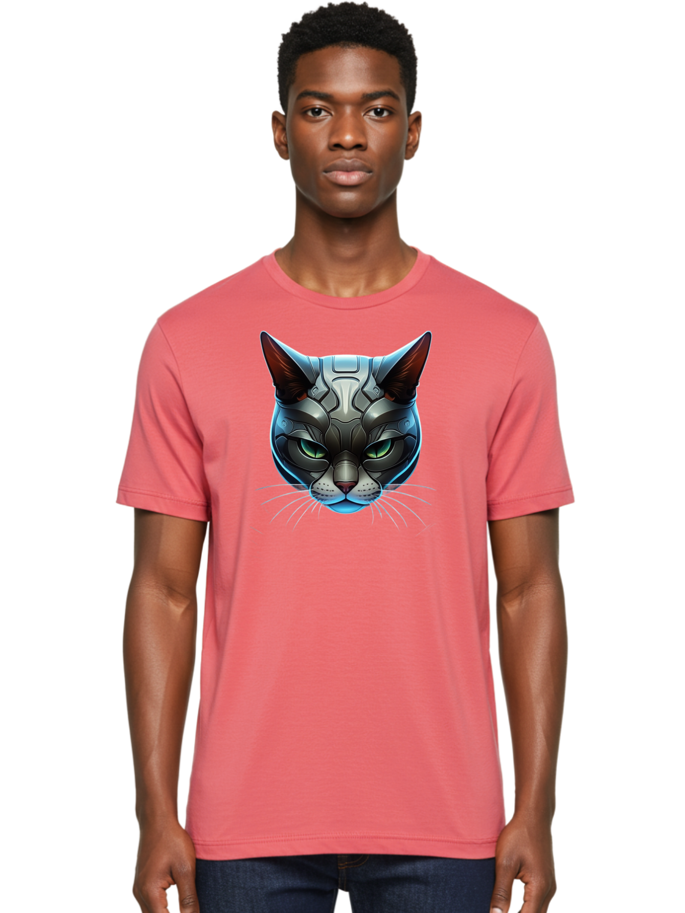 Cybernetic-Cat-Head Men'S Graphic Tee, 100% Cotton, Comfortable Casual Summer Wear, Machine Washable, Vintage Camera, Old Camera, Antique Camera, Black Camera, Classic Photography, Photography Equipment, Nostalgic Device, Film Camera, Bay146 16