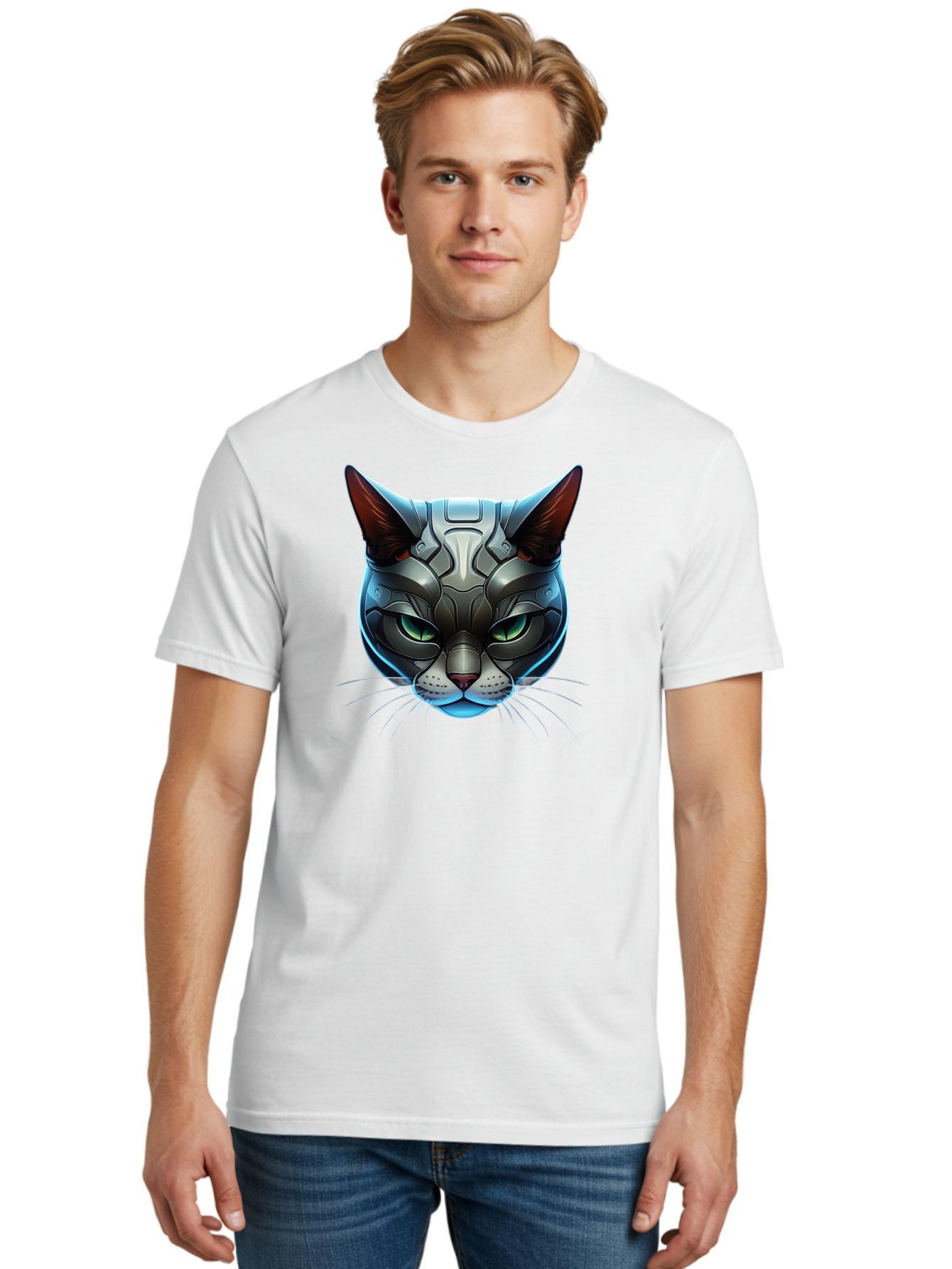 Cybernetic-Cat-Head Men'S Graphic Tee, 100% Cotton, Comfortable Casual Summer Wear, Machine Washable, Vintage Camera, Old Camera, Antique Camera, Black Camera, Classic Photography, Photography Equipment, Nostalgic Device, Film Camera, Bay146 19