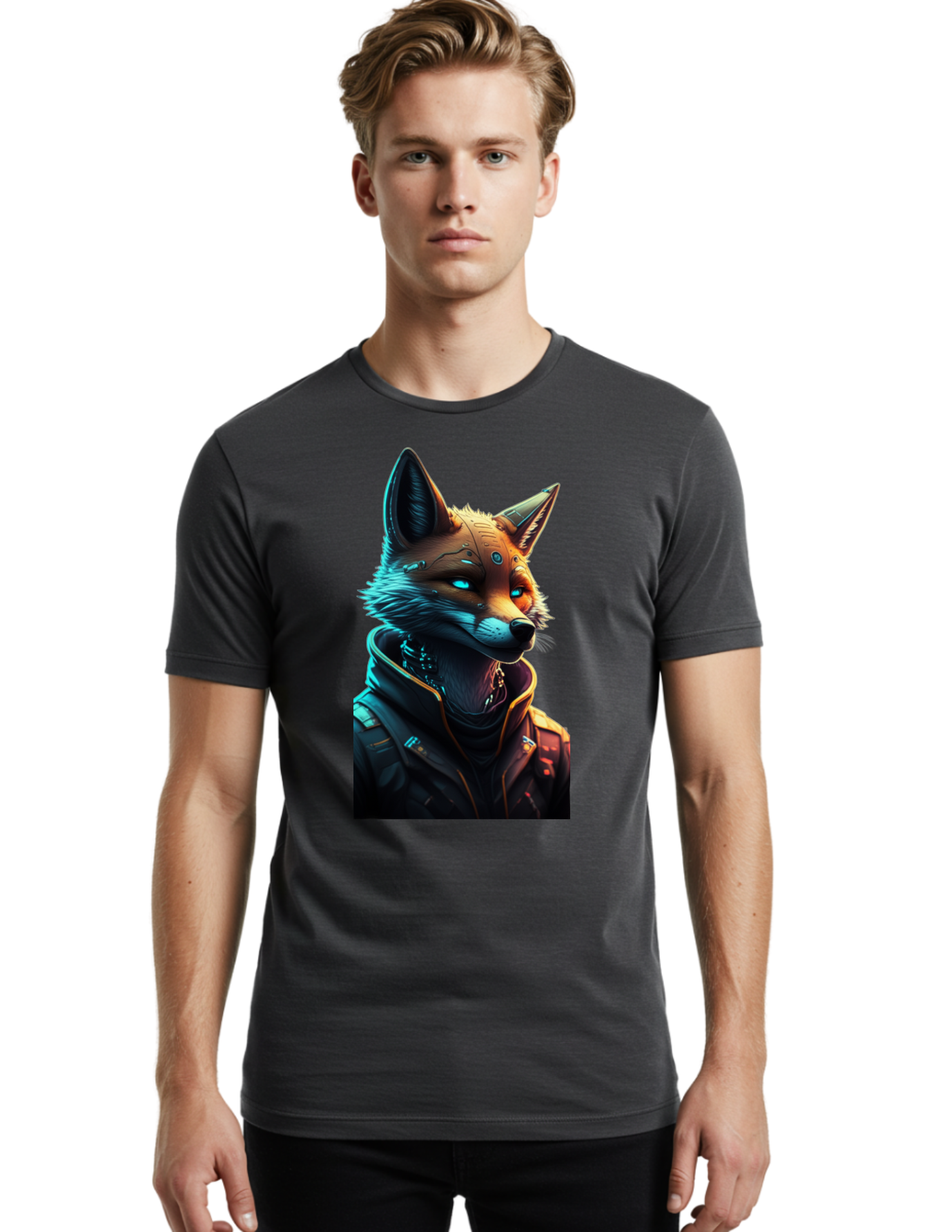 Cyberpunk-Fox-1 Men'S Graphic Tee, 100% Cotton, Comfortable Casual Summer Wear, Machine Washable, Vintage Camera, Old Camera, Antique Camera, Black Camera, Classic Photography, Photography Equipment, Nostalgic Device, Film Camera, Camera Art Bay148 26