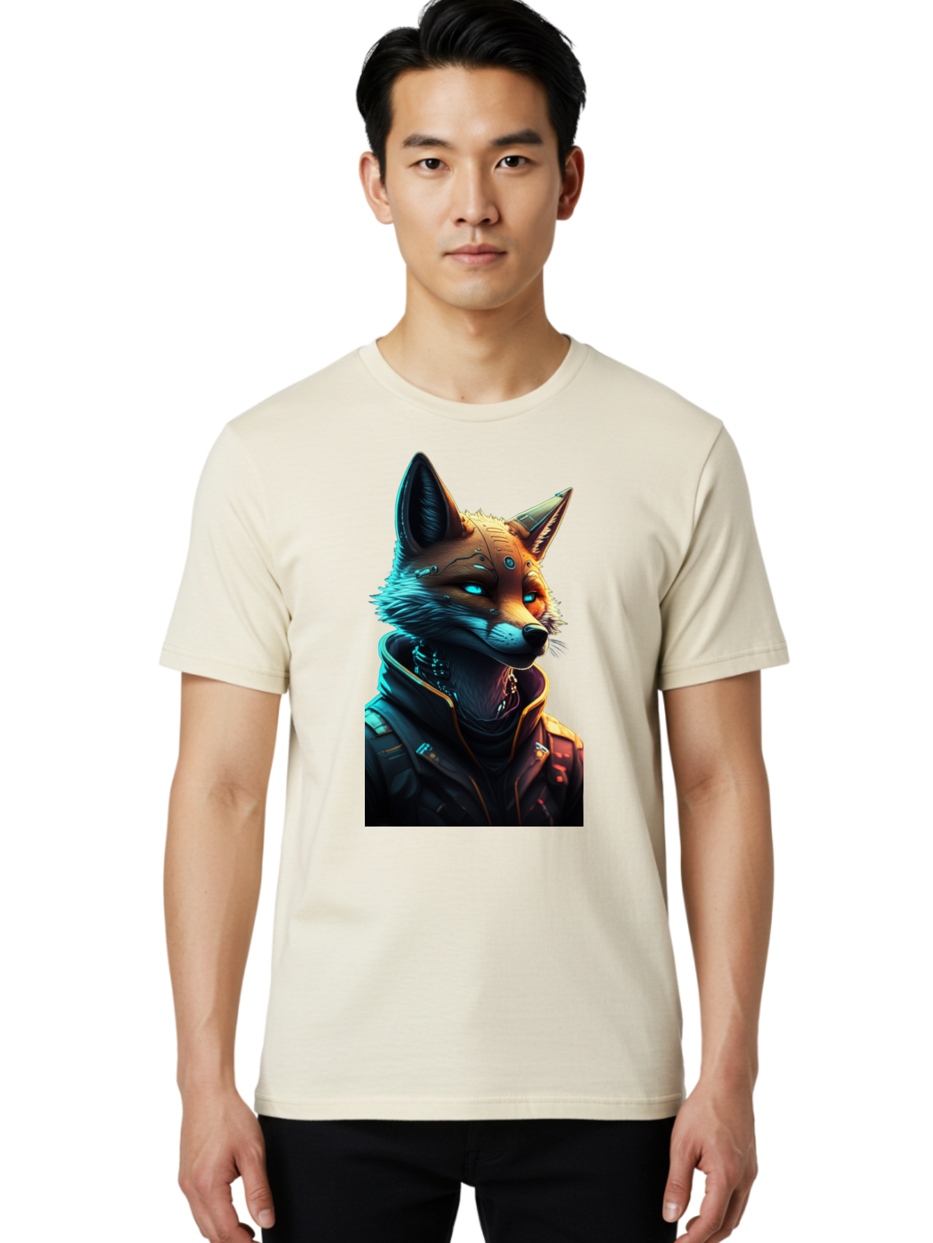 Cyberpunk-Fox-1 Men'S Graphic Tee, 100% Cotton, Comfortable Casual Summer Wear, Machine Washable, Vintage Camera, Old Camera, Antique Camera, Black Camera, Classic Photography, Photography Equipment, Nostalgic Device, Film Camera, Camera Art Bay148 17