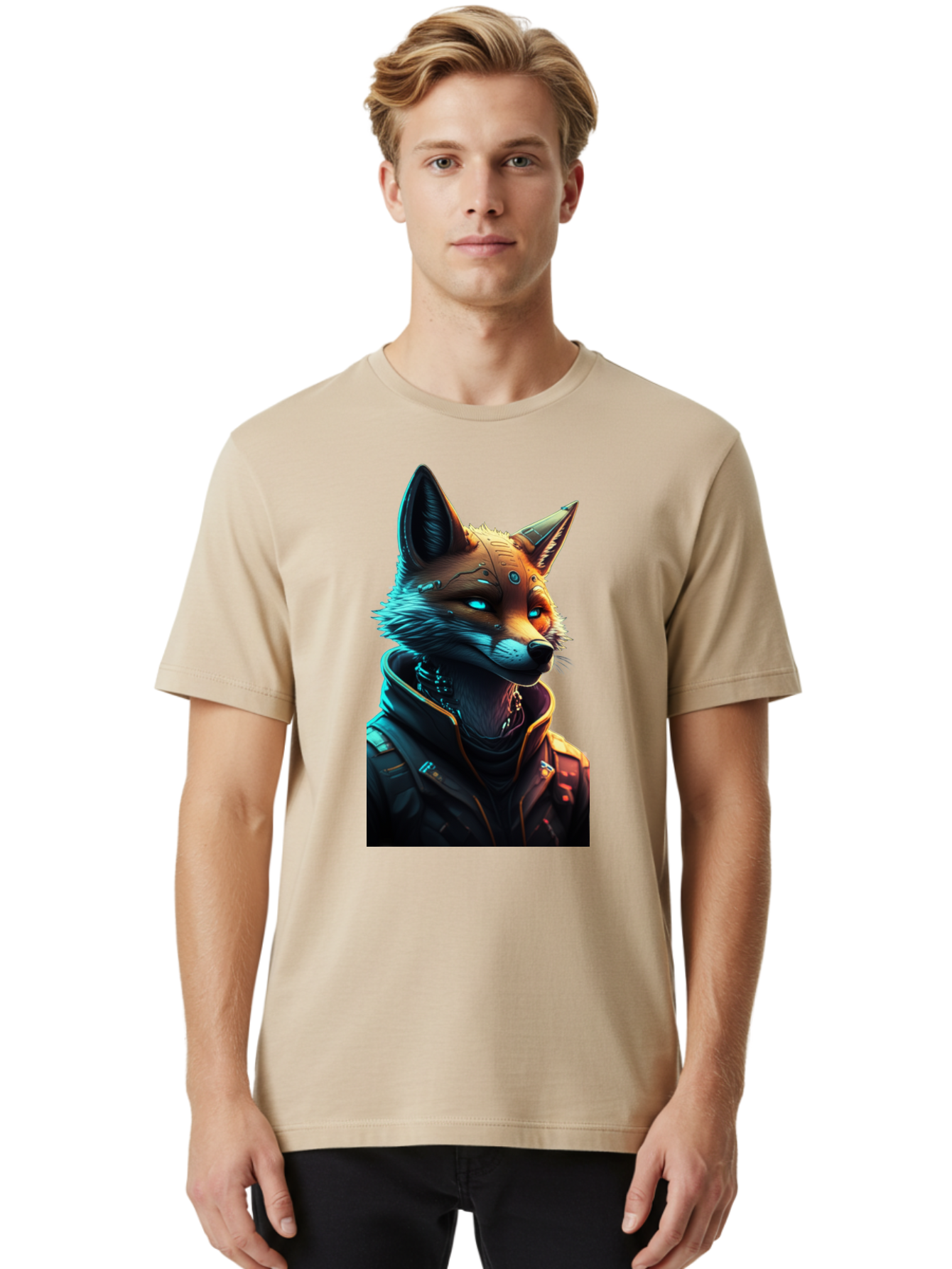 Cyberpunk-Fox-1 Men'S Graphic Tee, 100% Cotton, Comfortable Casual Summer Wear, Machine Washable, Vintage Camera, Old Camera, Antique Camera, Black Camera, Classic Photography, Photography Equipment, Nostalgic Device, Film Camera, Camera Art Bay148 24