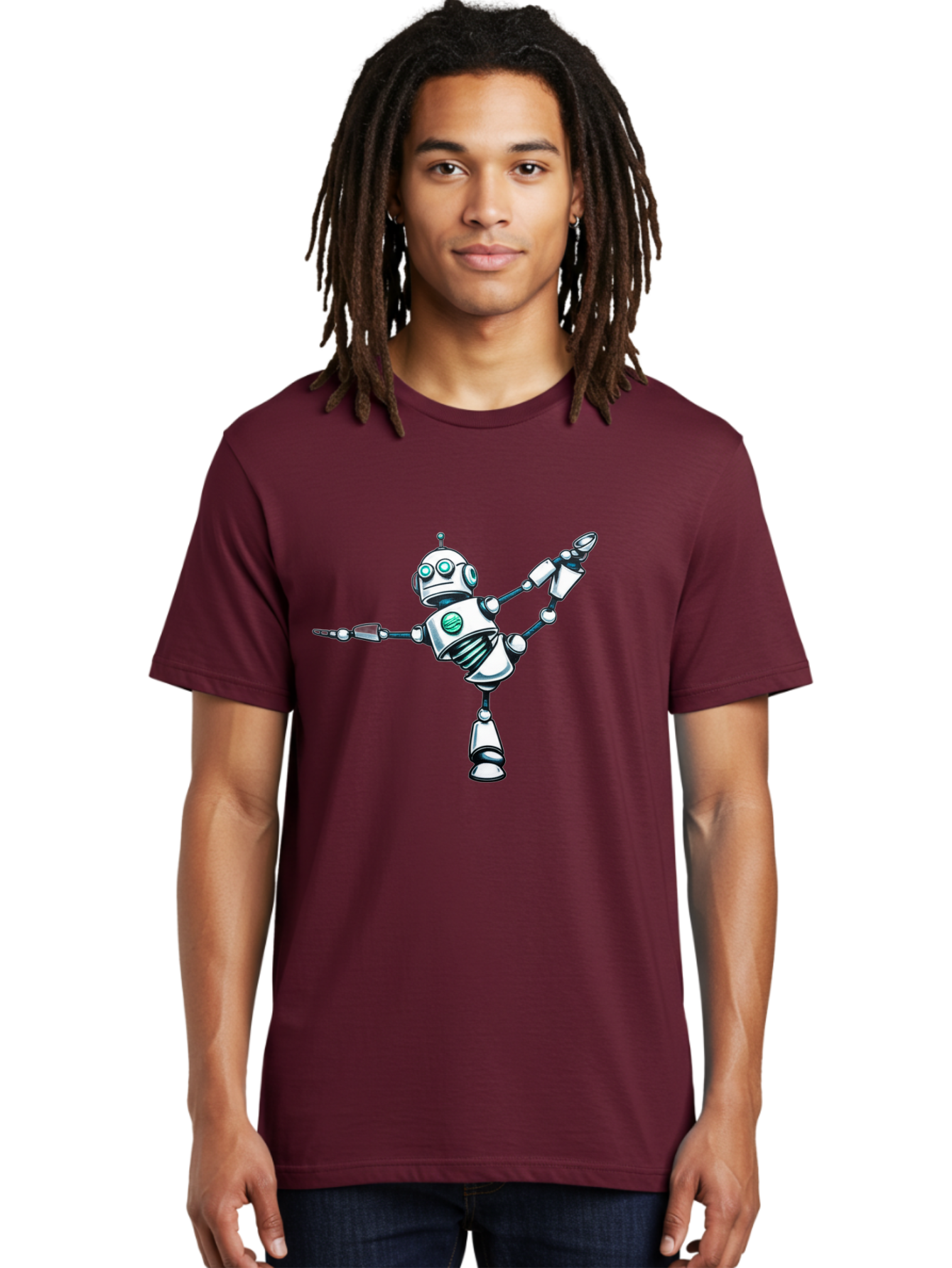 Dancing-Robot-2 Men'S Graphic Tee, 100% Cotton, Comfortable Casual Summer Wear, Machine Washable, Vintage Camera, Old Camera, Antique Camera, Black Camera, Classic Photography, Photography Equipment, Nostalgic Device, Film Camera, Camera Art Bay157 30
