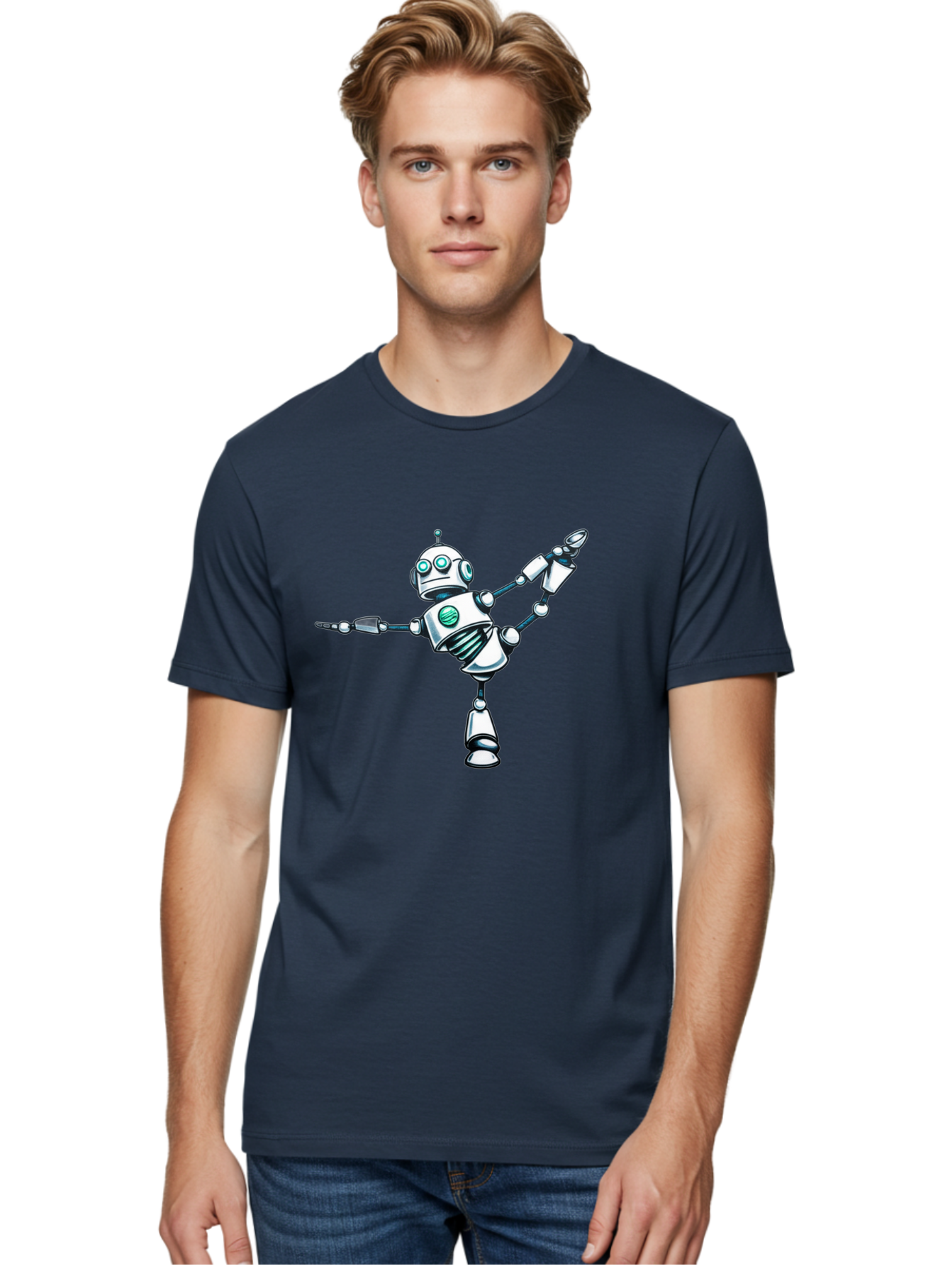 Dancing-Robot-2 Men'S Graphic Tee, 100% Cotton, Comfortable Casual Summer Wear, Machine Washable, Vintage Camera, Old Camera, Antique Camera, Black Camera, Classic Photography, Photography Equipment, Nostalgic Device, Film Camera, Camera Art Bay157 26
