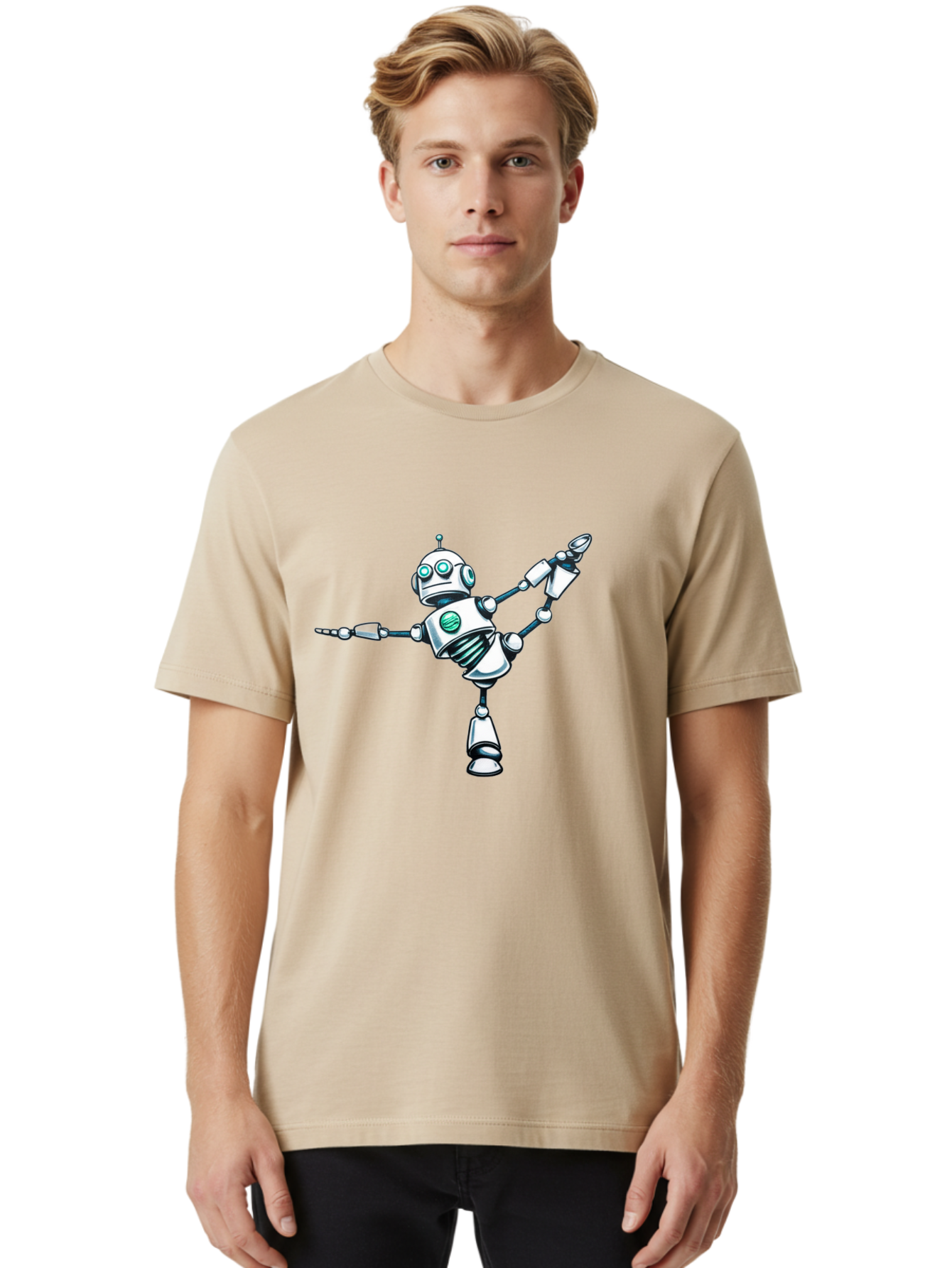 Dancing-Robot-2 Men'S Graphic Tee, 100% Cotton, Comfortable Casual Summer Wear, Machine Washable, Vintage Camera, Old Camera, Antique Camera, Black Camera, Classic Photography, Photography Equipment, Nostalgic Device, Film Camera, Camera Art Bay157 19